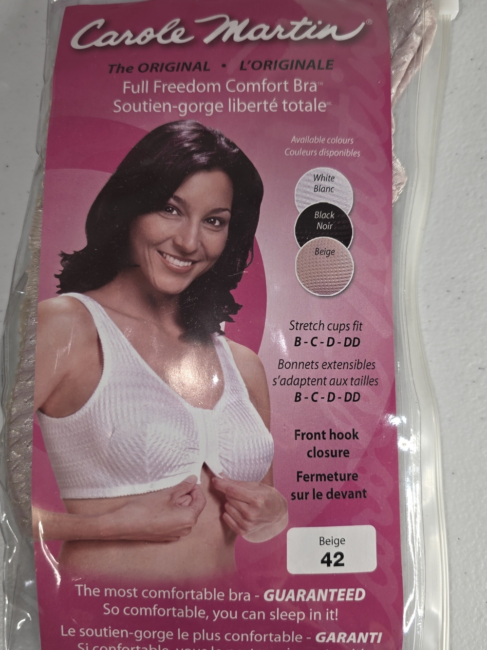 Carole Martin Full Freedom Comfort Bra  Beige Size 42 Front Closure Sleep Bra